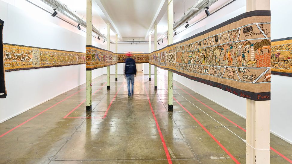 The Keiskamma Tapestry is 120m long, and depicts the tumultuous history of the Eastern Cape region across 300 years (Credit: Anthea Pokroy/Keiskamma Trust)