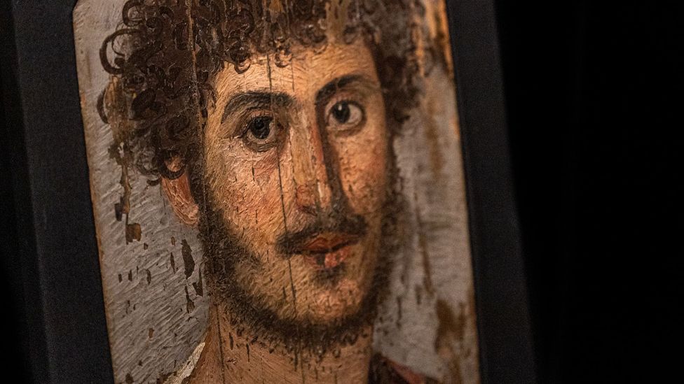 Faiyum portraits were flat painted images attached to the casings of mummies in the later Roman period (Credit: Manchester Museum)