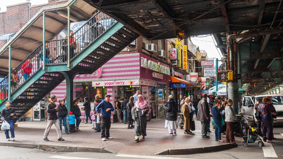 During a walk down Roosevelt Avenue, one may encounter dozens of different countries represented (Credit: Richard Levine/Alamy)