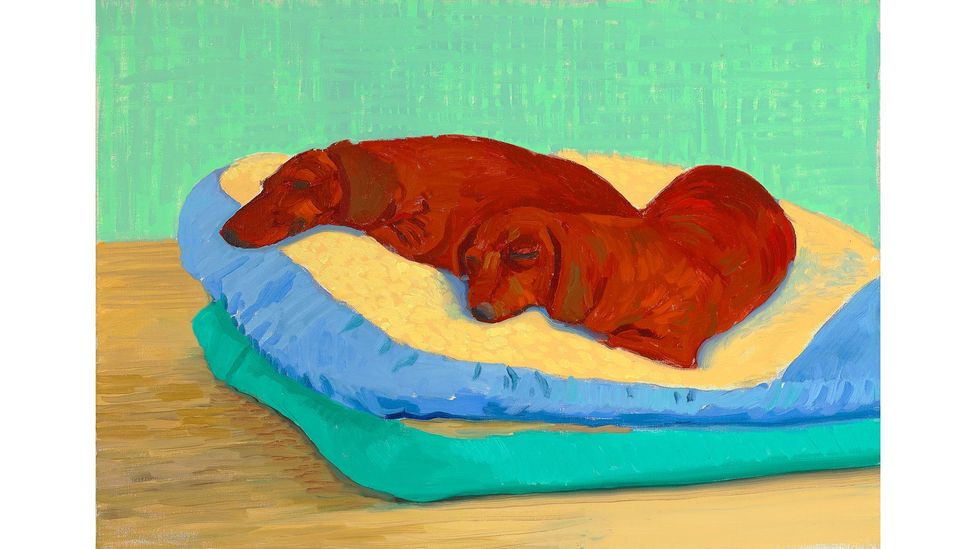 Dog Painting 19 (1995) is part of David Hockney's series Dog Days, paying testament to his pet dachshunds at a time when he'd lost close friends to Aids (Credit: David Hockney)