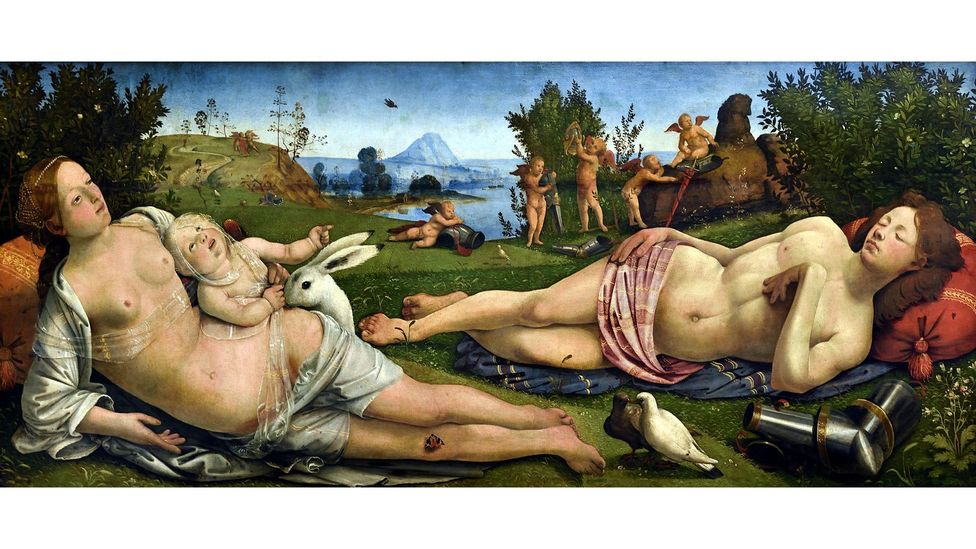 Rabbits have sometimes been a symbol for lust, as in Venus, Mars, and Cupid (1490) by Piero di Cosimo (Credit: Alamy)
