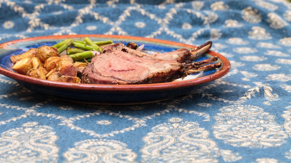 Rack of lamb with roasted golden baby potatoes (Credit: Stephanie Starr/Alamy)