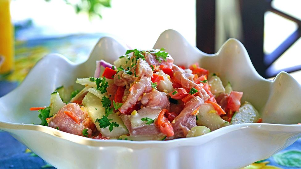 Poisson cru is a simple raw fish salad from French Polynesia (Credit: EQRoy/Alamy)