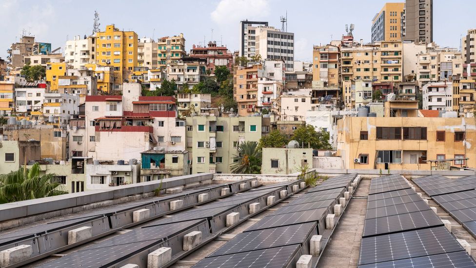 Rooftop solar has ballooned in Lebanon, offering a reliable electricity supply for those who can afford it (Credit: Patrick Gaillardin)
