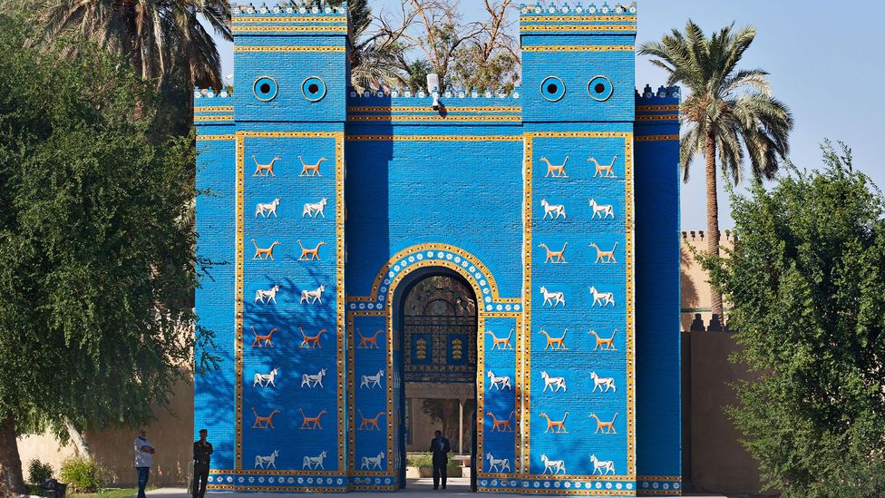 A reproduction of the Ishtar Gate marks the entry point to the fabled city-state of Babylon (Credit: Simon Urwin)