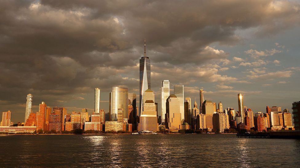Skyscrapers in lower Manhattan, New York city, at sunset as seen from New Jersey (Credit: Getty Images)