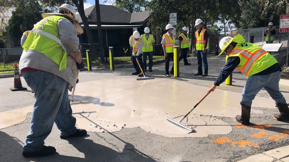 A pavement is painted white to reflect the heat in San Antonio in April 2023 (Credit: City of San Antonio)