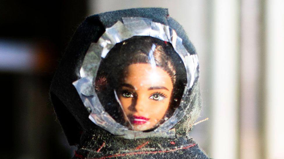 Barbie closeup in space suit (Credit: Ian Wells/WSU HYPER Lab)