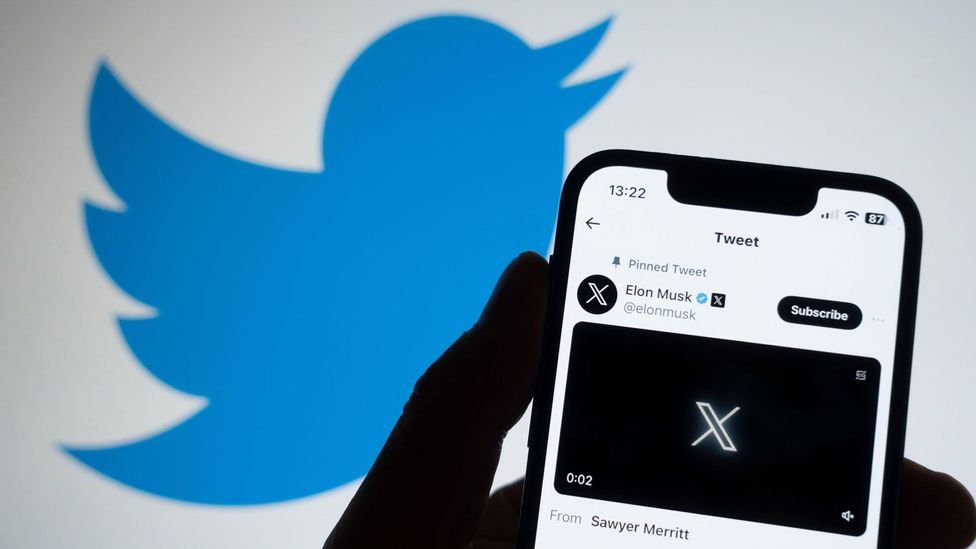 Twitter and x logos