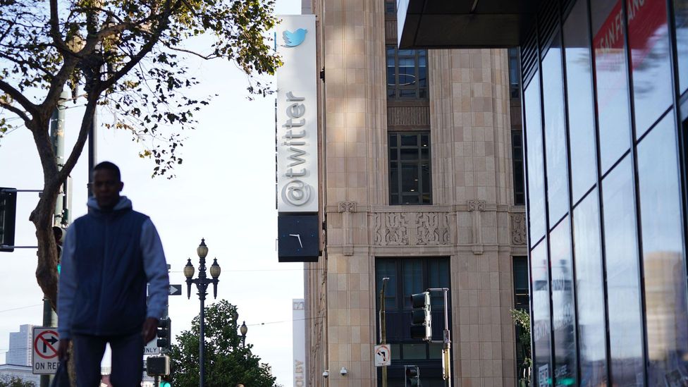 Shortly following the X rebrand, Twitter's sign at the company's San Francisco headquarters came down (Credit: Alamy)