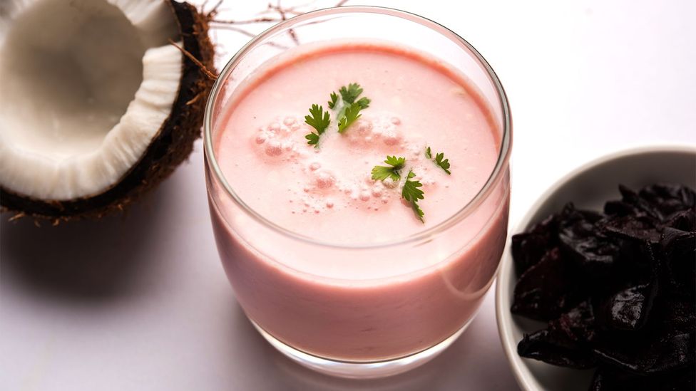 Solkadhi is a rich, pink-coloured beverage that's made by blending kokum extract and coconut milk (Credit: subodhsathe/Getty Images)