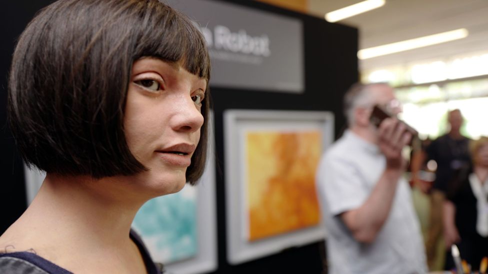 Ai-Da has been described as the "world's first ultra-realistic humanoid robot artist" (Credit: Getty Images)