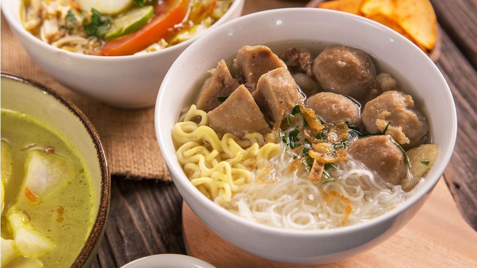 Each bowl is a marriage of rice noodles, a broth of seasoned meat and vegetables, and finely minced, flavourful beef meatballs (Credit: Robbi Akbarki Kamaruddin/Alamy)