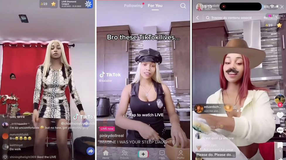 PinkyDolly on TikTok LIVE as an NPC