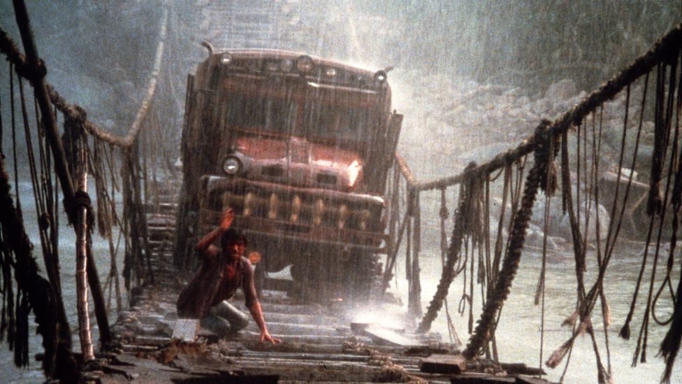 The film's highlight is an incredible action sequence in which the truck full of explosives is driven across a wonky rope bridge (Credit: Alamy)