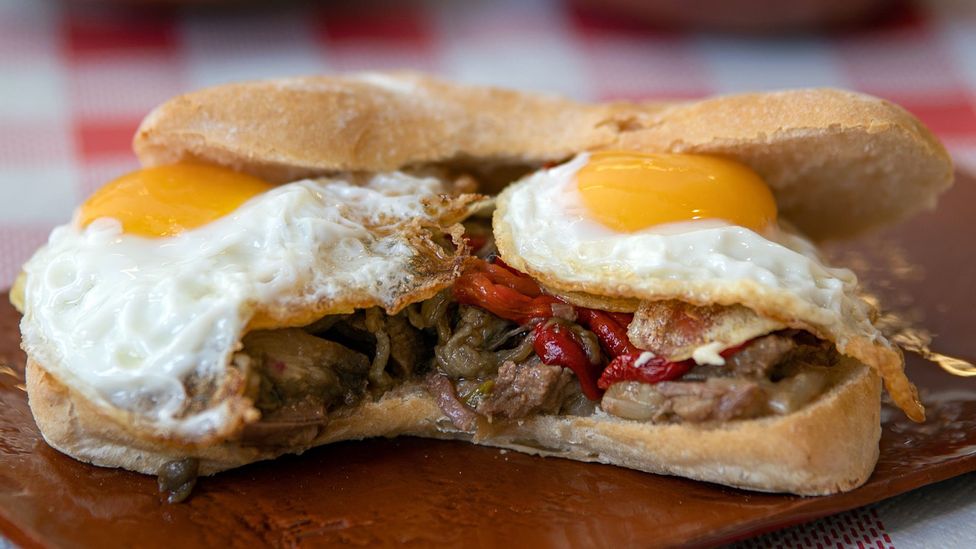 Photo of wild boar and egg sandwich