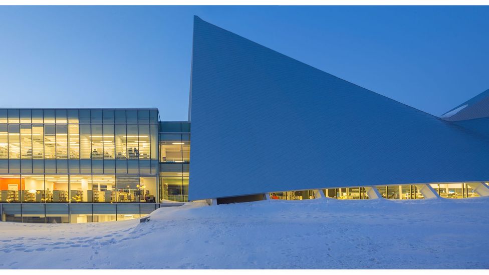 A 1964 church in Quebec is now the Monique-Corriveau library (Credit: Stéphane Groleau)