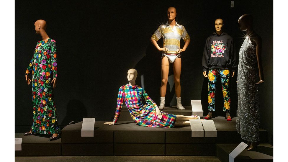 The new London exhibition of Ashish Gupta's work showcases an array of his dazzling, besequinned outfits (Credit: Nicola Tree for William Morris Gallery)