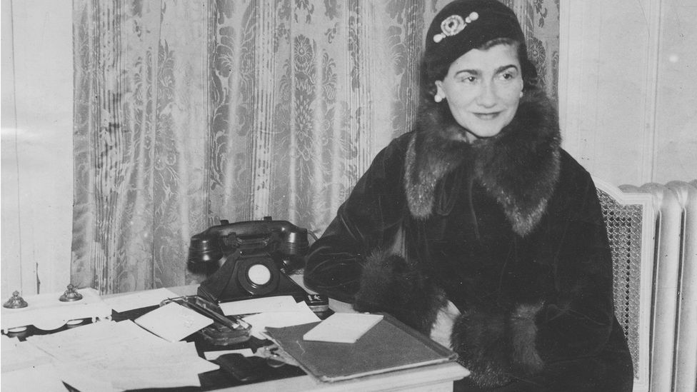 A portrait of Gabrielle "Coco" Chanel at a London Hotel