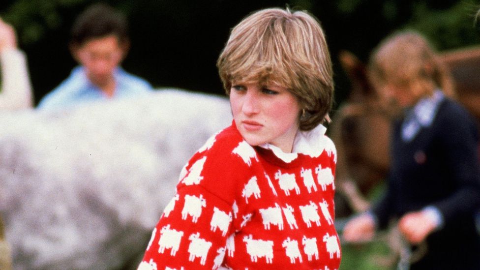 Princess Diana (then Lady Diana Spencer) in 1981 wearing the jumper with sheep motif