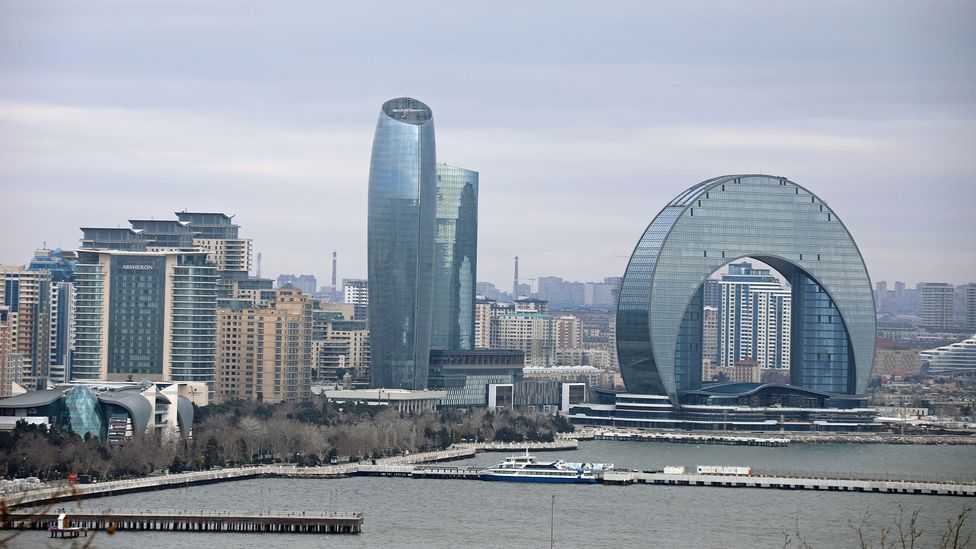 Crescent Bay is nearly completed and embodies Baku's new oil-funded urban design (Credit: jackie ellis/Alamy)