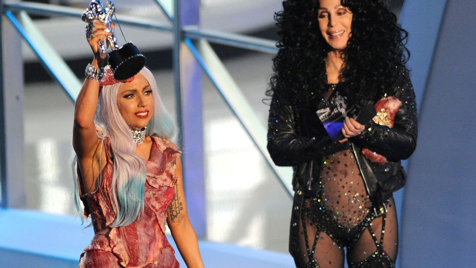 Lady Gaga managed to upstage even Cher when she wore the 'meat dress' (Credit: Getty Images)