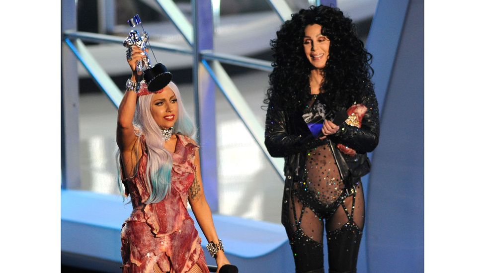 Lady Gaga managed to upstage even Cher when she wore the 'meat dress' (Credit: Getty Images)