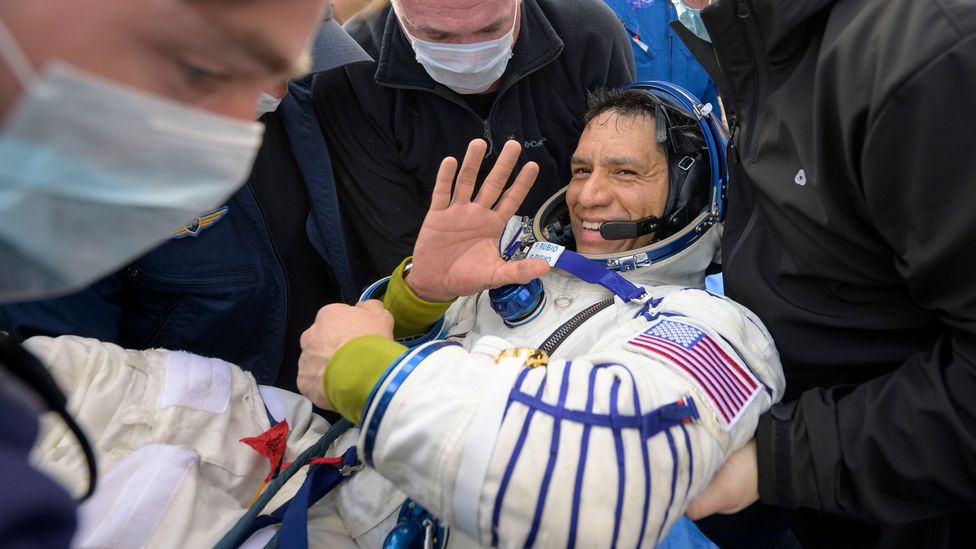 Frank Rubio is lifted from the Soyuz MS-23 capsule after returning to Earth (Credit: Nasa/Getty Images)
