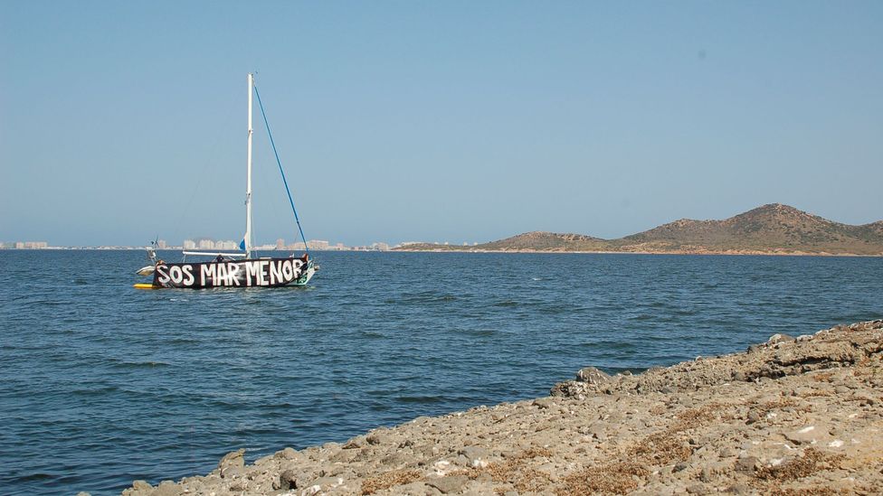 The strong stench of decomposing algae and rotting fish has stopped both locals and tourists from entering the waters of Mar Menor (Credit: Ecologistas en Acción)