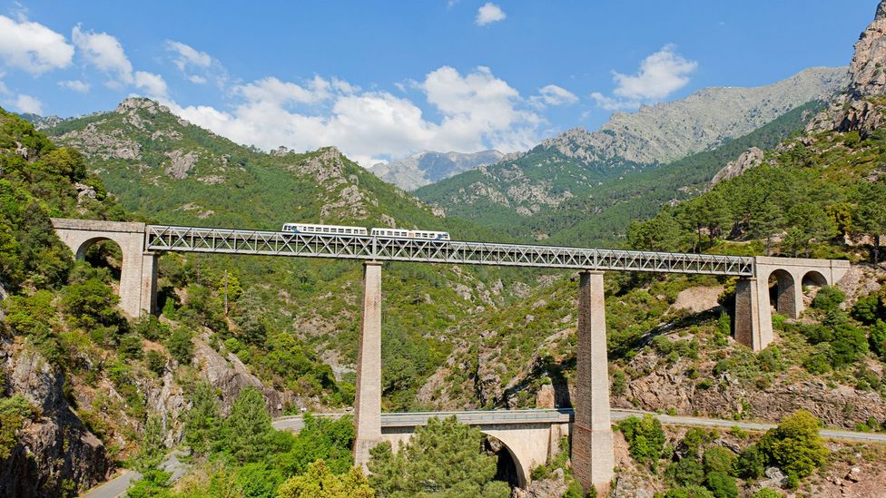 Two years after creating the Eiffel Tower, Gustave Eiffel built the Pont du Vecchio viaduct to carry Corsica's Little Train (Credit: Allard Schager/Alamy) Two years after creating the Eiffel Tower, Gustave Eiffel built the Pont du Vecchio viaduct to carry Corsica's Little Train (Credit: Allard Schager/Alamy)