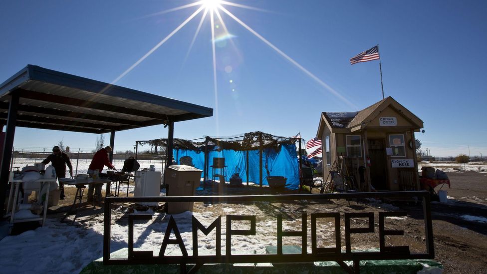 Camp Hope is an area in Las Cruces, New Mexico where homeless people can pitch their tents and access running water and electricity (Credit: Alamy)