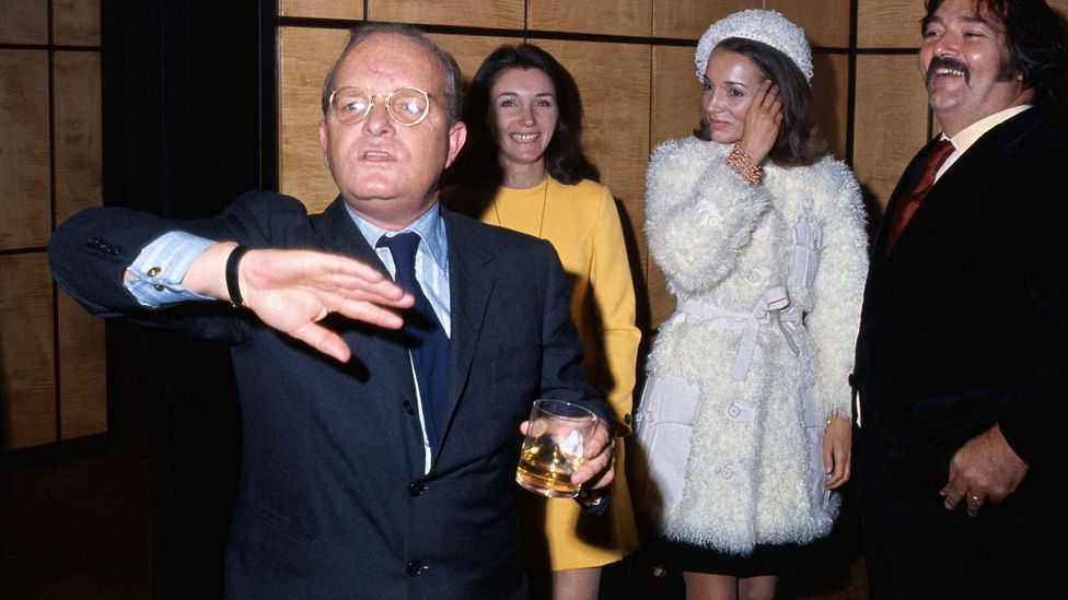 Capote (pictured, left) was friends with a coterie of elite women, including Lee Radziwill (pictured, centre right) – the sister of Jackie Kennedy (Credit: Getty Images)