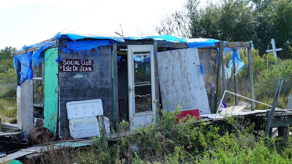 A small shack used to serve as the island’s social club. It was severely damaged by Hurricane Ida, and locals didn’t have the financial means to repair it (Credit: Lucy Sherriff)
