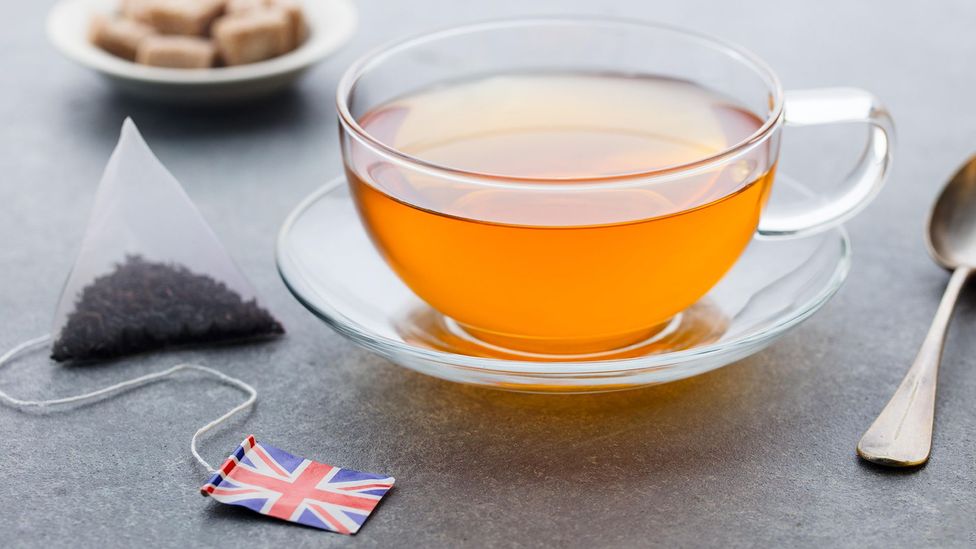 teacup with British flag tea bag