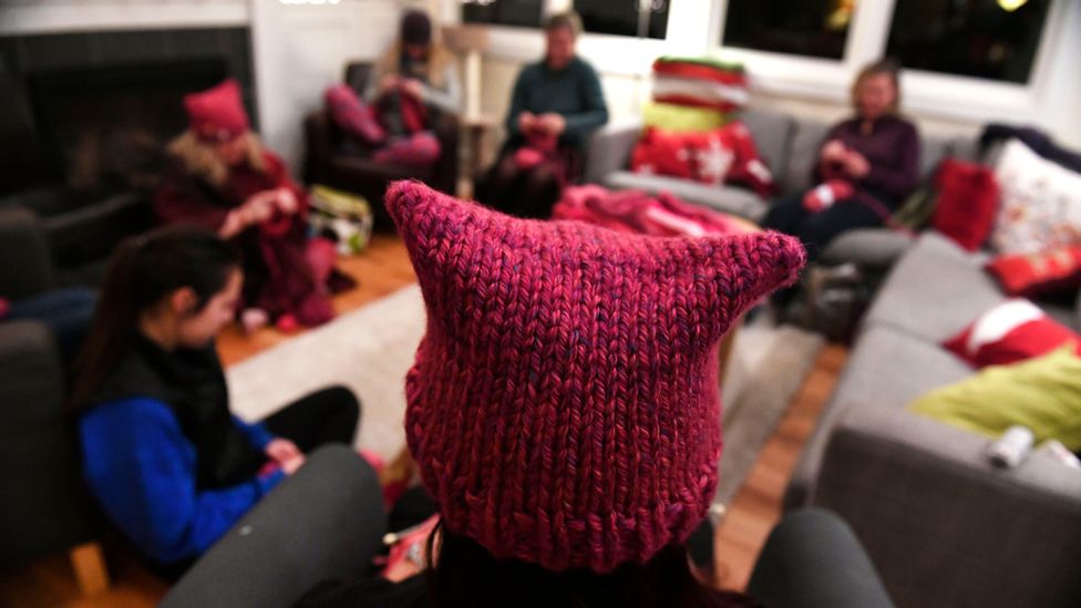 The Pussyhat Project became an iconic image at the Washington Women's March in 2017 (Credit: Getty Images)