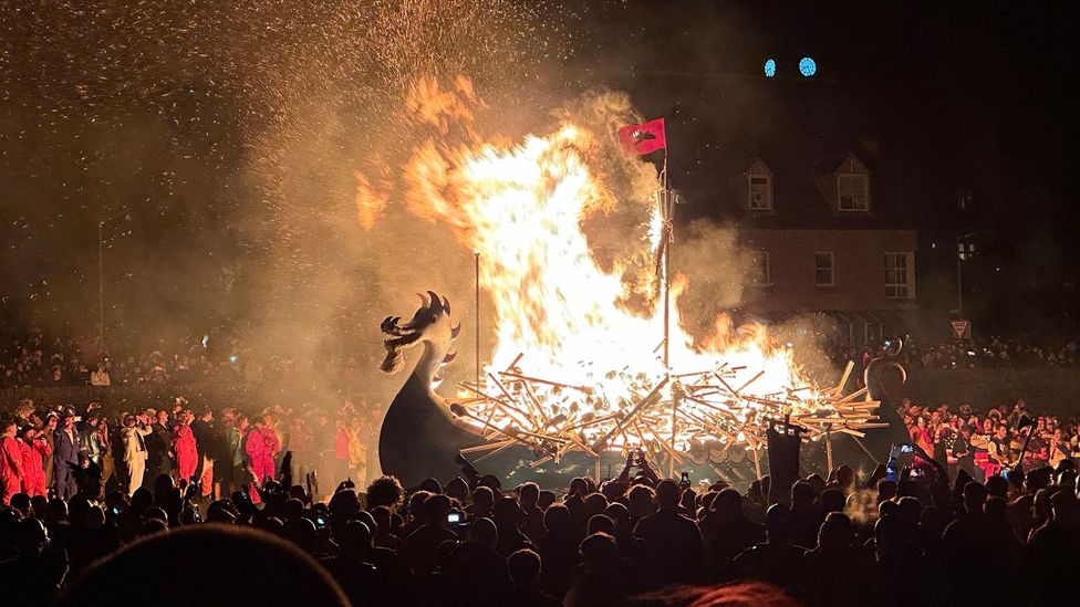 The burning of the Viking ship symbolises the return of the light after winter (Credit: Daniel Stables)