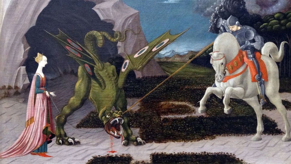 A painting titled 'Saint George and the Dragon' by Paolo Uccello (1397-1475), an Italian painter and a mathematician (Credit: Getty Images)