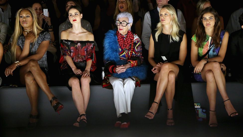 In her 90s, Apfel was a front row regular - pictured here at New York Fashion Week, 2016 (Credit: Getty Images)