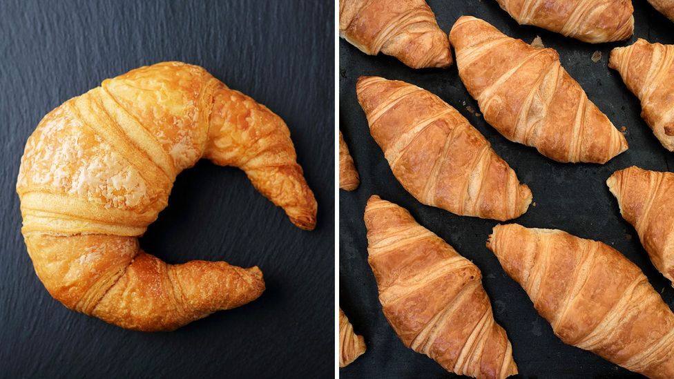 Croissants ordinaires (left) and croissants au beurre (right) (Credit: Olha Afanasieva/Alamy; and Picture Partners/Alamy)