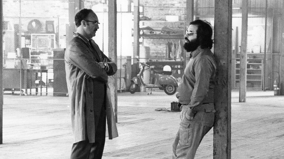 Francis Ford Coppola with Hackman on set – the film came in the middle of a remarkable period for the director (Credit: Getty Images)