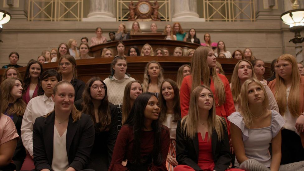 The film shows the first time that boys' and girls' programmes take place on the same campus in the 80-year history of the mock governments (Credit: Apple)