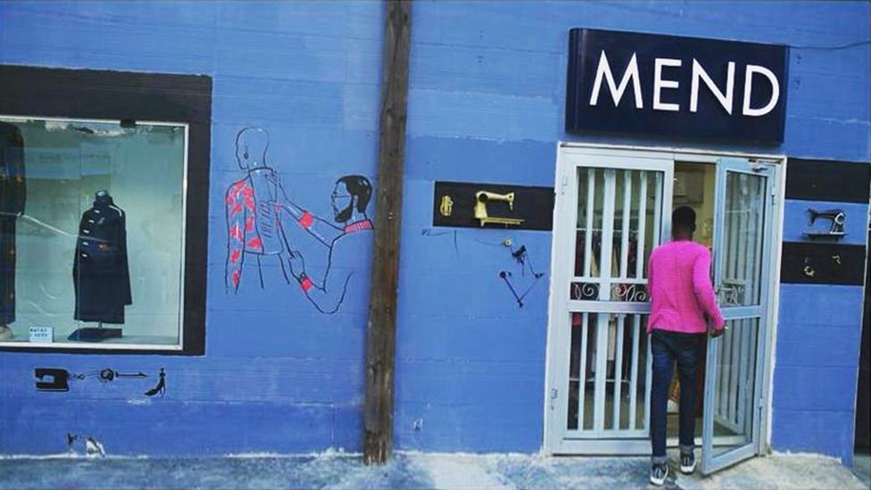 The exterior of Mend in Lagos, a repair and alteration shop run by Kanyinsola Doherty (Credit: Kanyinsola Doherty)