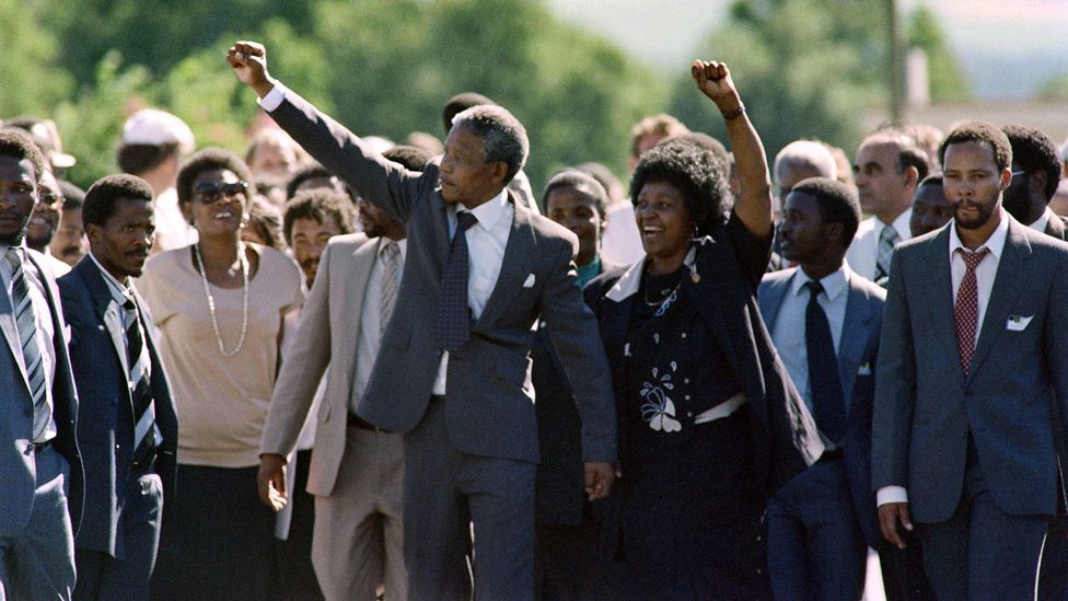 Nelson Mandela's triumph in the April 1994 elections marked the defeat of South Africa's racist apartheid system (Credit: Getty Images)