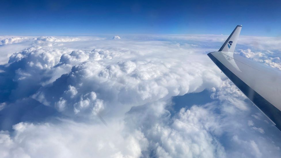Atmospheric rivers are invisible and tend to travel under cloud cover, like this one observed from a Noaa aircraft in 2023 (Credit: Rich Henning/Noaa)