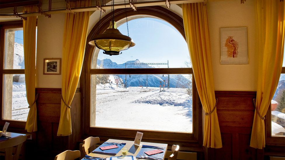 The 10-room hotel and restaurant doubles as train station, platform and waiting room (Credit: Alamy) The 10-room hotel and restaurant doubles as train station, platform and waiting room (Credit: Alamy)