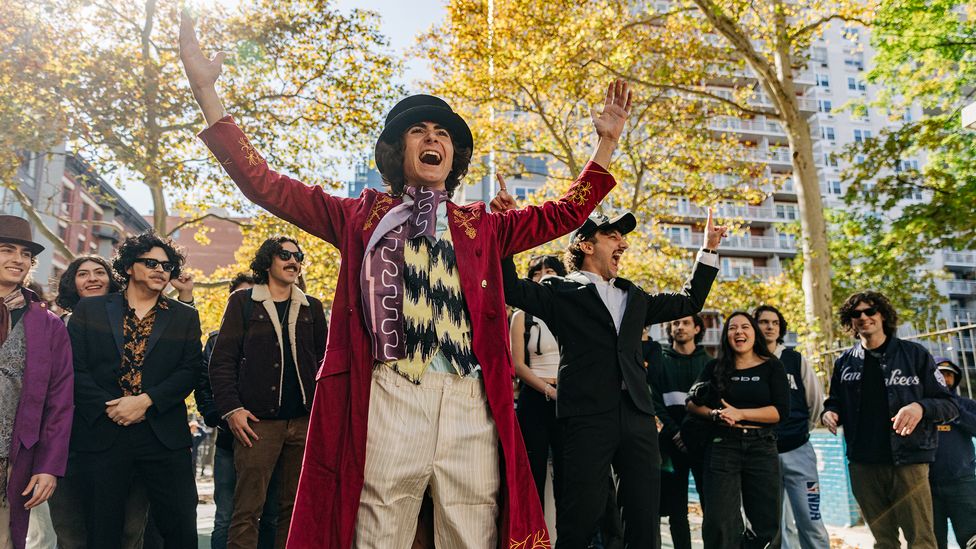 A Timothée Chalamet lookalike contest attracted a big crowd in New York City – including the star himself (Credit: Getty Images)