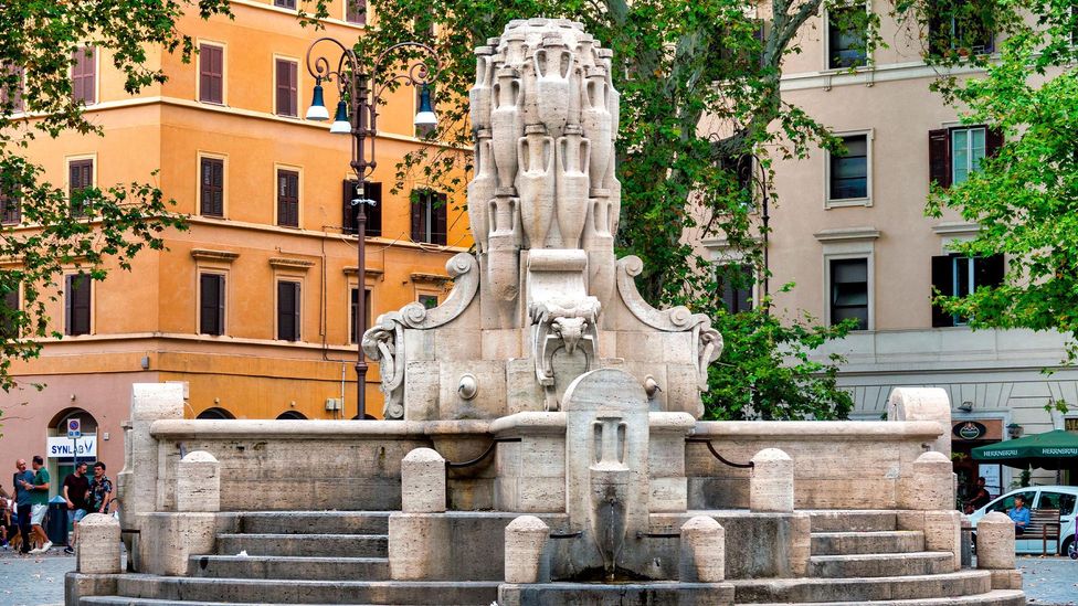 The amphora-shaped fountain in Testaccio's main square is a nod to its role as the historical kitchen of Rome (Credit: Alamy) The amphora-shaped fountain in Testaccio's main square is a nod to its role as the historical kitchen of Rome (Credit: Alamy)