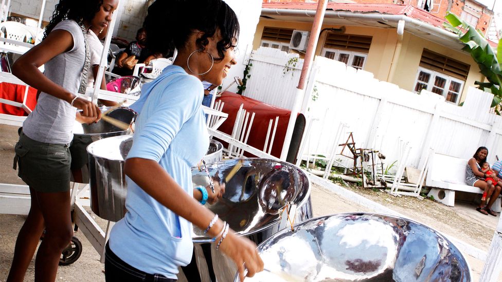 Panyards are a communal rehearsal space for local steelpan bands, and music-loving visitors can drop by any time (Credit: Getty Images) Panyards are a communal rehearsal space for local steelpan bands, and music-loving visitors can drop by any time (Credit: Getty Images)