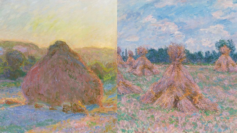 Claude Monet's Stacks of Wheat (End of Summer) (1890-91) and Blanche Hoschedé-Monet's The Small Grainstacks (c 1894) (Credit: The Art Institute of Chicago, gift of Arthur M Wood Sr/ Collection of Alice and Rick Johnson)