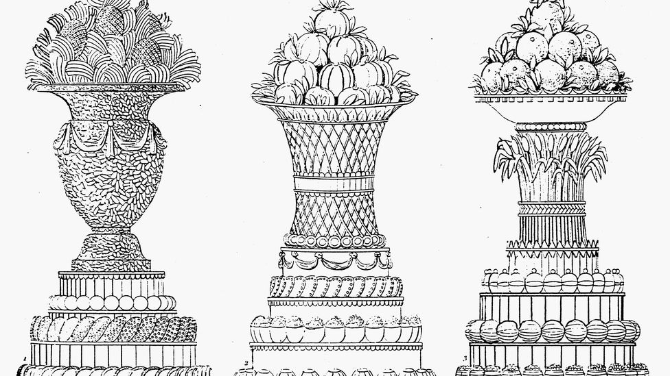 An illustration of meticulously created cakes for Carême's book Le Pattisier Royal Parisien (Credit: Alamy) An illustration of meticulously created cakes for Carême's book Le Pattisier Royal Parisien (Credit: Alamy)
